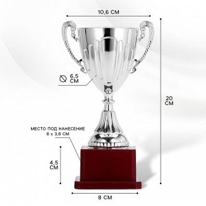Кубок 045, наградная фигура, серебро, подставка пластик, 20 см