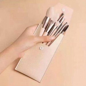 Nail Art Набор профессиональных кистей для макияжа в пенале из экокожи, кремово-белый, 8 шт.