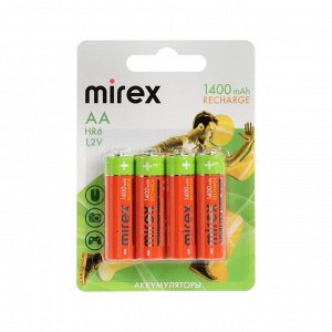 Аккумулятор Mirex, Ni-Mh, AA, HR6-4BL, 1.2 В, 1400 мАч, блистер, 4 шт.
