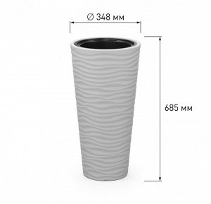 Кашпо 43,0л Д34,8см Н68,5см [ОАЗИС] СЕРЫЙ со вставкой 10,0л