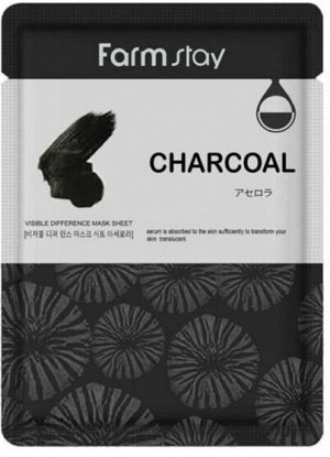 Farm Stay Маска тканевая с экстрактом угля Charcoal Visible Difference Mask Sheet, 23мл