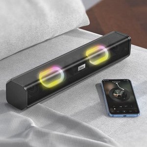 Портативная колонка Hoco BS49, 10 Вт, ВТ 5.1, FM, AUX, TWS , 1800 мАч, подсветка, чёрная