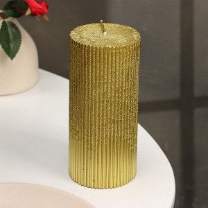 Свеча "Рельеф", 7*15см, золотой металлик