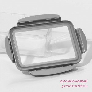 Контейнеры для еды Доляна, пластик, набор 3 шт, 550 мл, 1,2 л, 2,2 л, прозрачные