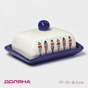 Маслёнка Доляна «Емеля», 17*12*8,5 см, доломит, белая