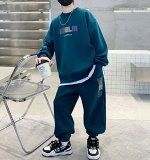 Костюм спортивный свободный: свитшот с двойным подолом + джоггеры, синий