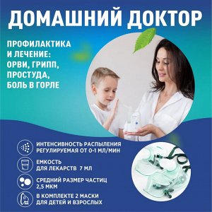 Ингалятор ультразвуковой Комфорт - 02 Смарт портативный небулайзер лечение органов дыхания ОРВИ