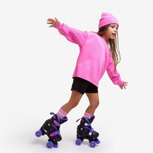 Ролики Amarobaby Dream раздвижные, черный/фиолетовый/розовый, размер 30-33
