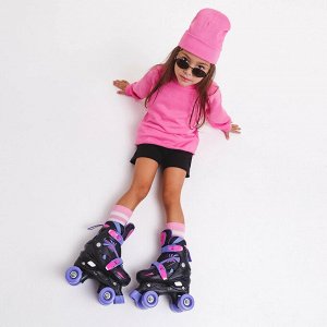 Ролики Amarobaby Dream раздвижные, черный/фиолетовый/розовый, размер 30-33