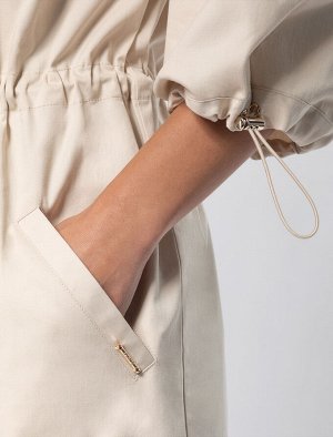 Платье на кулиске с регуляторами из хлопка с эластаном светло-бежевый