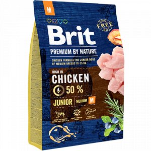 Brit Premium by Nature Junior M д/щен сред.пород 3кг