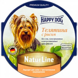 Happy Dog NaturLine лам 85гр д/соб Нежный паштет Телятина/Рис