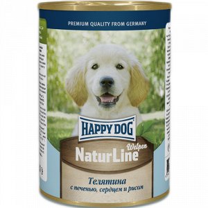 Happy Dog NaturLine конс 410гр д/щенков Телятина/Печень/Сердце/Рис