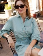 Платье на кулиске с регуляторами из хлопка с эластаном светло-оливковый