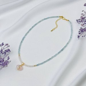 Бусы-Чокер из Аквамарина и Розового кварца