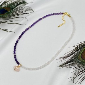 Колье из Розового кварца и Аметиста
