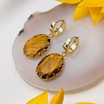 Серьги с камнем Тигровый глаз