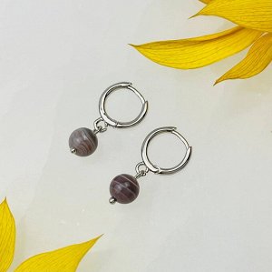 Серьги с камнем ботсванский Агат