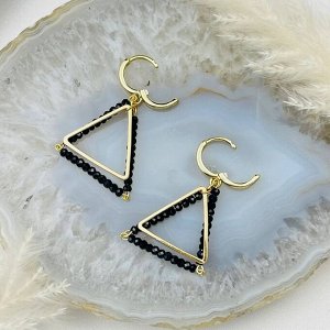 Серьги из черной Шпинели