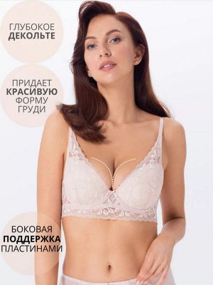 Бюстгальтер женский Push-up кружевной на косточках цвет Пион (Edelica)