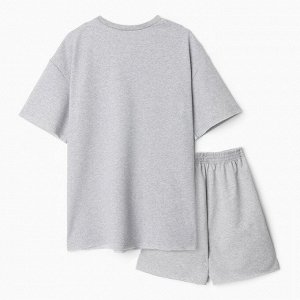 Комплект женский (футболка, шорты) MINAKU: SPORTY & STYLISH, светло-серый