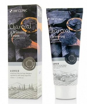 3W CLINIC Пенка для умывания с углем, Charcoal Cleansing Foam, 100 мл!!