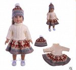 Комплект одежды для куклы ~ 45 см: теплое платье+шапка