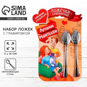 Ложки с гравировкой, набор «Лучшим родителям», 15.5x25.5 см, 2 шт.