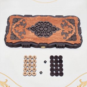 Нарды деревянные большие, резные, настольная игра "Узор", 45 х 45 см