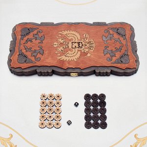 Нарды деревянные большие, резные, настольная игра «Герб», 45x45 см