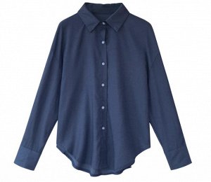 Стильная рубашка цвет: королевский синий с закруглёнными боками