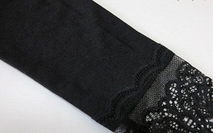 Блуза на тёплой основе черная с ажурными вставками