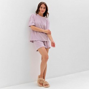 Пижама женская (футболка, шорты) KAFTAN Plushy, лиловая