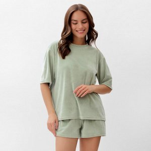 Костюм женский (футболка и шорты) KAFTAN Plushy, зеленый