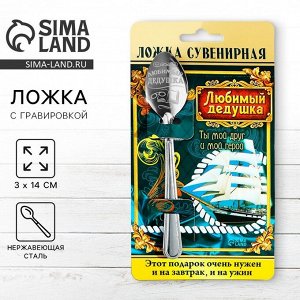 Ложка чайная с гравировкой «Любимый дедушка», на подарочной открытке, 3x14 см