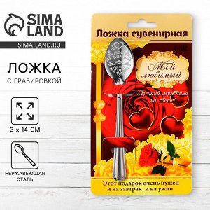 Ложка чайная с гравировкой «Мой любимый», на подарочной открытке, 3 х 14 см.