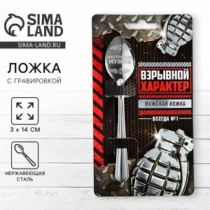 Ложка чайная с гравировкой «Взрывной характер», 3x14 см