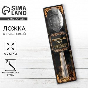 Ложка чайная с гравировкой «Любимый сын», в подарочной коробке, 3x14 см