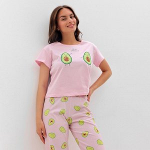 Пижама женская (футболка, брюки) KAFTAN Avocado, розовая