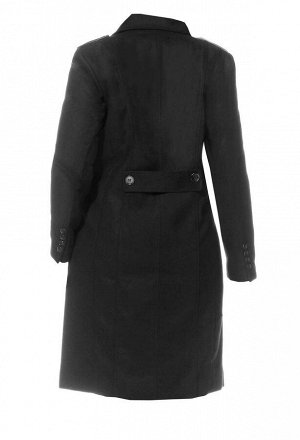 1r Пальто, черное Sheego Непринужденный стиль прямой двубортной формы с классическими лацканами, 2 карманами с клапанами на пуговицах и хлястиками на пуговицах на плечах и спине. Длинные рукава на пуг
