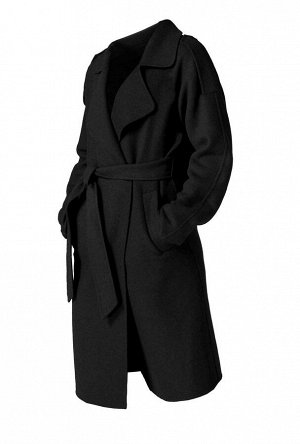 1r Пальто, черное Guido Maria Kretschmer Мода актуального сезона! Элегантное пальто от Guido Maria Kretschmer широкой формы с первоклассными деталями. Широкий пояс на завязках подчеркивает талию. Клас