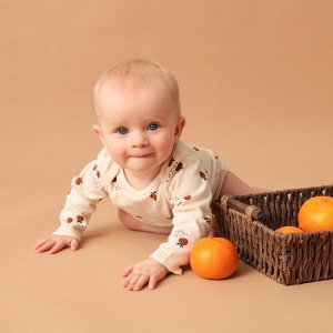 Боди с дл. рукавом Крошка Я Oranges -68, молочный