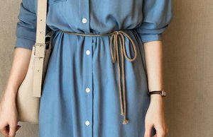 Платье-рубашка синее
