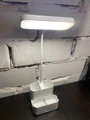 LED Лампа светодиодная настольная с органайзером сетевая от USB кабеля белая