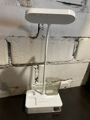 LED Лампа светодиодная настольная с органайзером и аккумуляторной батарее белая