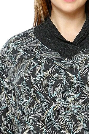 Блуза На картинке ИМЕННО ЭТОТ ЦВЕТ! Блуза свободного кроя из тонкого шерстяного трикотажа с набивным рисунком. Уютный драпирующийся воротник и притачной пояс по низу выполнены из отделочной однотонной