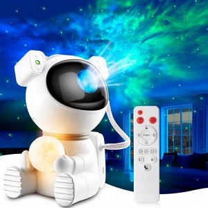 Проектор звездного неба Goodly Starry Sky Projector Космонавт, ночник детский для сна, настольный светильник, светодиодный, лазерный режим, несколько проекций, пульт управления, белый