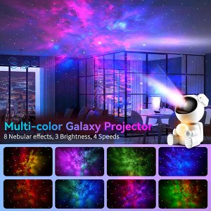 Проектор звездного неба Goodly Starry Sky Projector Космонавт, ночник детский для сна, настольный светильник, светодиодный, лазерный режим, несколько проекций, пульт управления, белый