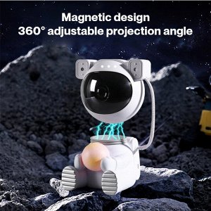 Проектор звездного неба Goodly Starry Sky Projector Космонавт, ночник детский для сна, настольный светильник, светодиодный, лазерный режим, несколько проекций, пульт управления, белый