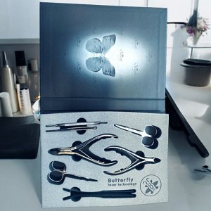 Набор инструмента для маникюра и педикюра в подарочной коробке PalmFly 810, из серии DPR, с заточкой